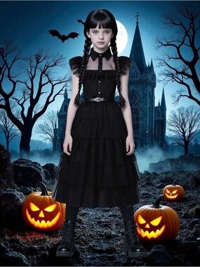Wednesday Adams Halloween Black Gothic Halloween Costume